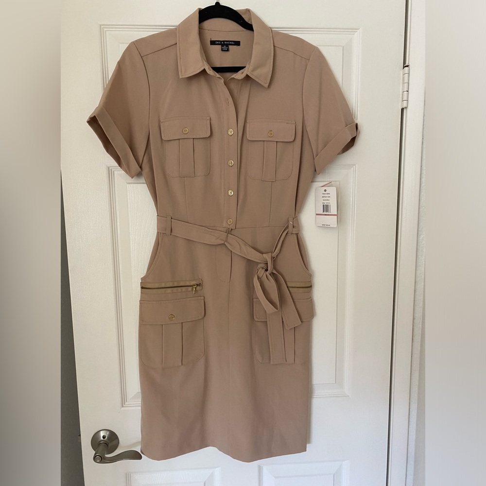 Zac & Rachel Khaki Dress, Size 12 NWT